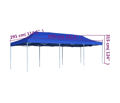 Carpa para fiestas pop-up plegable azul 3x9 m