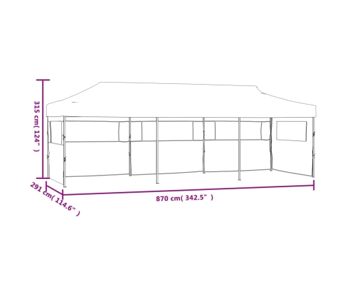 Carpa plegable Pop-up con 5 paredes laterales 3x9 m azul