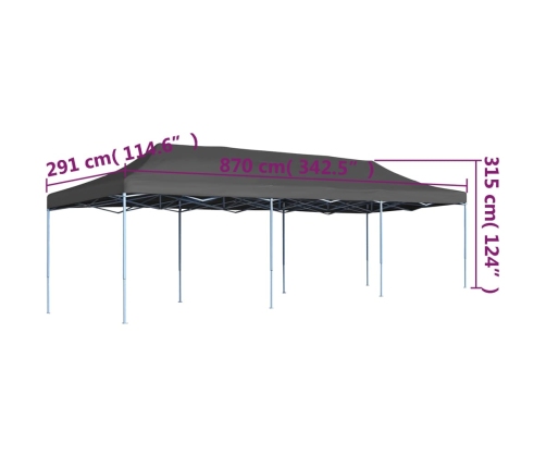 Carpa para fiestas pop-up plegable antracita 3x9 m