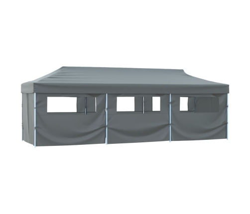 Carpa de fiestas pop-up plegable con 8 paredes antracita 3x9 m