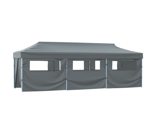 Carpa de fiestas pop-up plegable con 8 paredes antracita 3x9 m