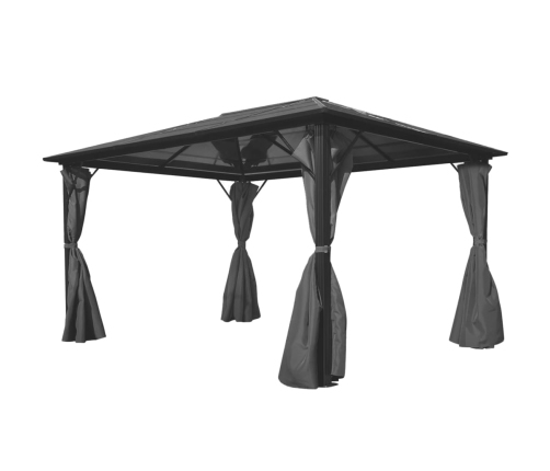 Cenador con cortina gris antracita aluminio 400x300 cm
