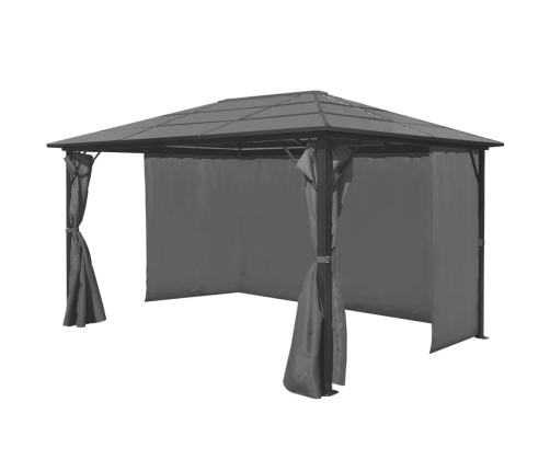 Cenador con cortina gris antracita aluminio 400x300 cm