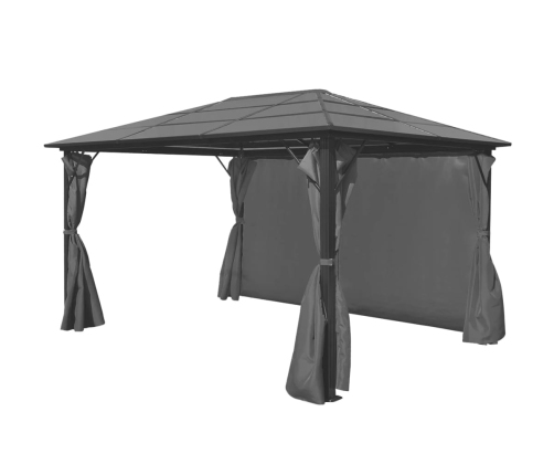 Cenador con cortina gris antracita aluminio 400x300 cm
