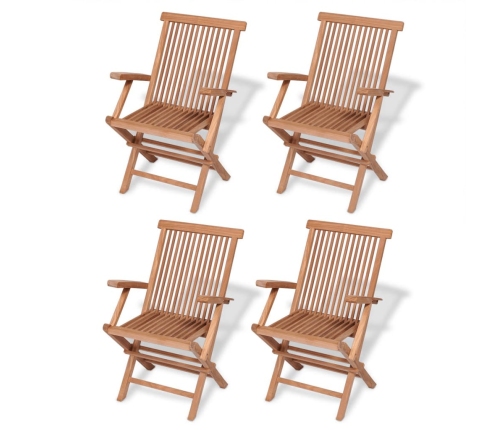 Conjunto de comedor de jardín 5 piezas madera maciza de teca