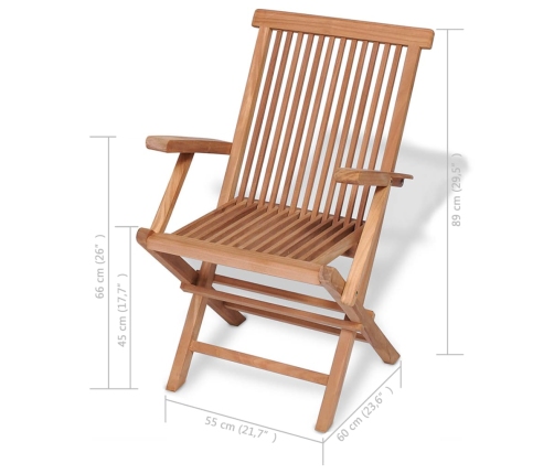 Conjunto de comedor de jardín 5 piezas madera maciza de teca