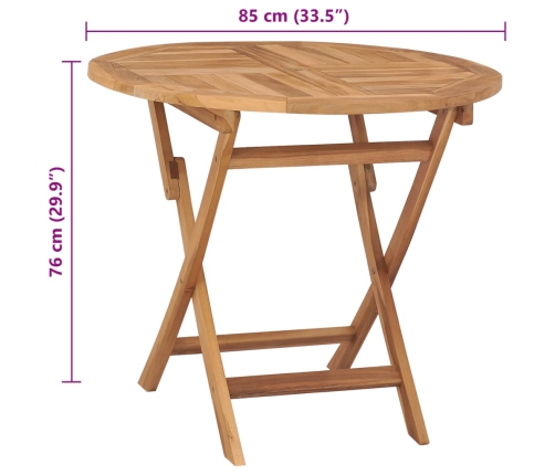 vidaXL Mesa de jardín plegable madera de teca maciza 85x76 cm