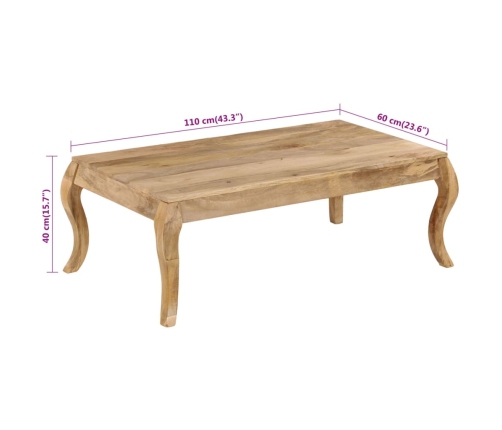 Mesa de centro de madera de mango maciza 116x66x41 cm