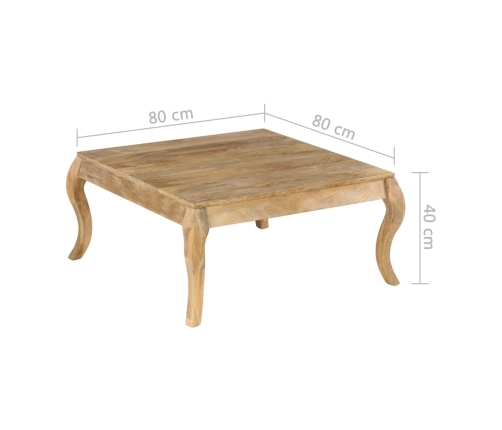 Mesa de centro de madera maciza de mango 80x80x40 cm