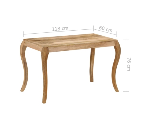 Mesa de comedor de madera maciza de mango 118x60x76 cm