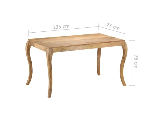 Mesa de comedor de madera maciza de mango 135x75x76 cm