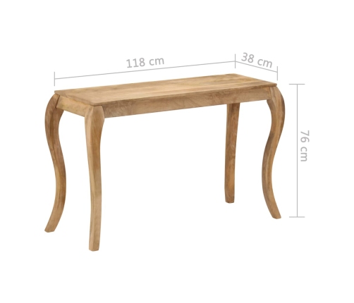 Mesa consola de madera maciza de mango 118x38x76 cm