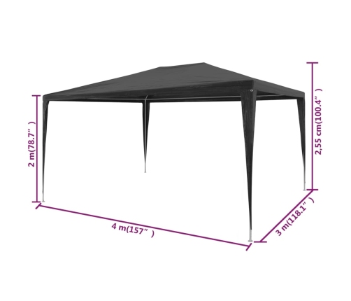 Carpa para fiestas PE gris antracita 3x4 m