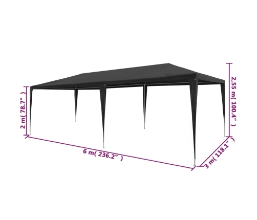 Carpa para fiestas PE gris antracita 3x6 m