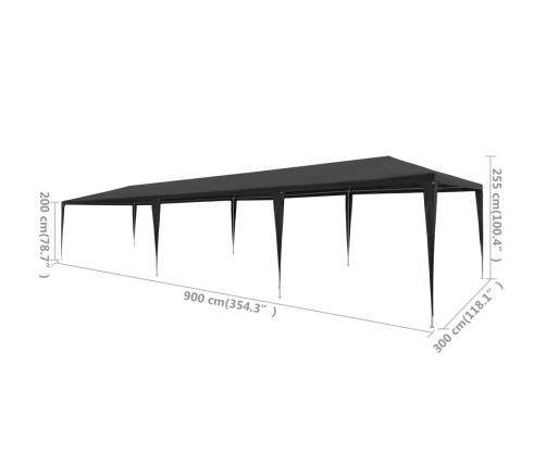 Carpa para fiestas PE gris antracita 3x9 m