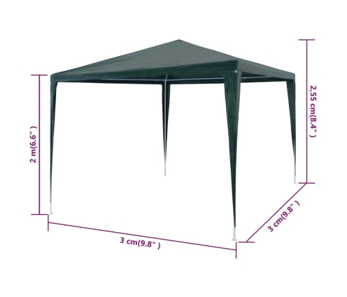 Carpa para fiestas verde 3x3 m