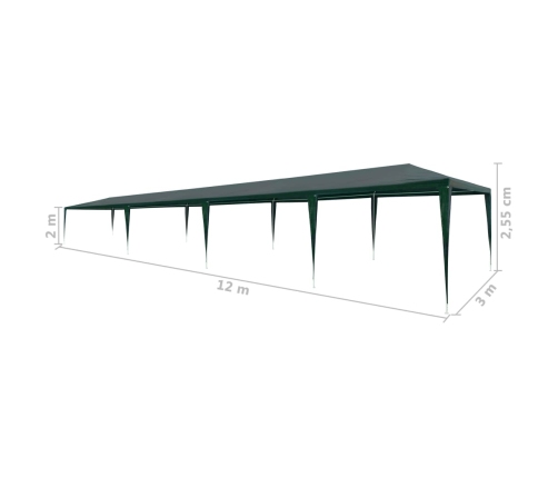 Carpa para fiestas PE verde 3x12 m