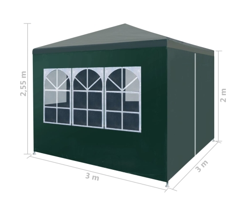 Carpa para fiestas verde 3x3 m