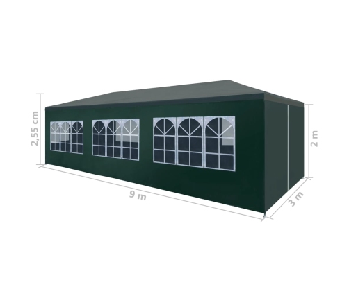 Carpa para fiestas verde 3x9 m