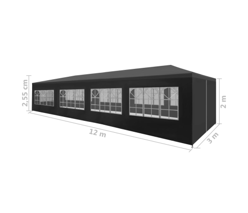 Carpa para fiestas gris antracita 3x12 m