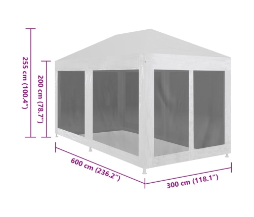 Carpa de celebraciones con 6 paredes de malla 6x3 m