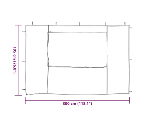 Paredes laterales de carpa de fiesta con ventana 2uds PE blanco