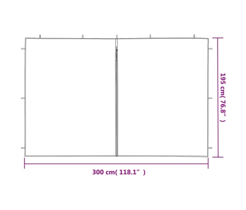 Paredes para carpa de fiestas con cremallera 2 uds PE blanco