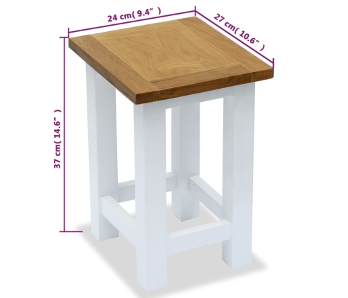 Mesa auxiliar de madera maciza de roble 27x24x37 cm