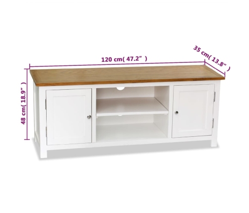 Mueble para TV madera maciza de roble 120x35x48 cm