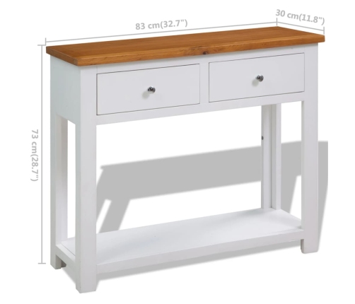 Mesa consola de madera de roble 83x30x73 cm