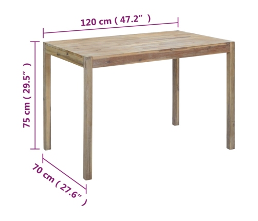 Mesa de comedor de madera maciza de acacia 120x70x75 cm