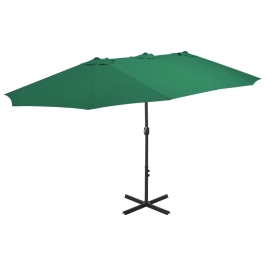 Sombrilla de jardín con palo de aluminio verde 460x270 cm