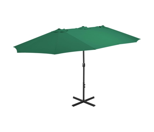 Sombrilla de jardín con palo de aluminio verde 460x270 cm