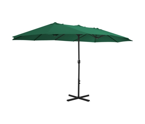 Sombrilla de jardín con palo de aluminio verde 460x270 cm