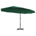 Sombrilla de jardín con palo de aluminio verde 460x270 cm