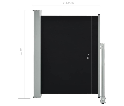 Toldo lateral retráctil para patio 100x300 cm negro