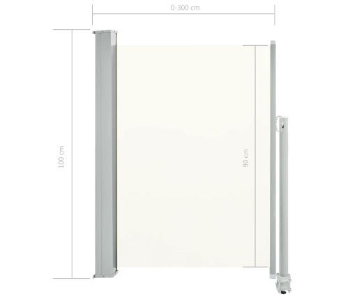 Toldo lateral retráctil para patio 100x300 cm crema