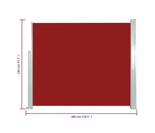 Toldo lateral retráctil 120x300 cm rojo