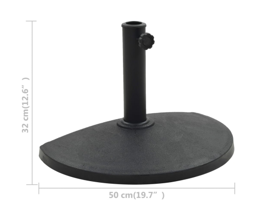 Base de sombrilla de semicírculo de poliresina negra 9 kg