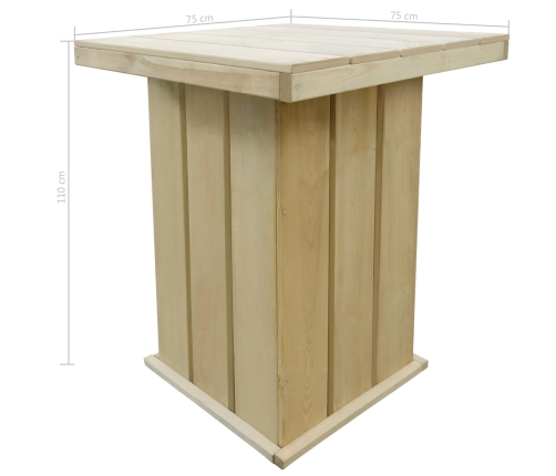 Mesa de bar de madera de pino impregnada 75x75x110 cm