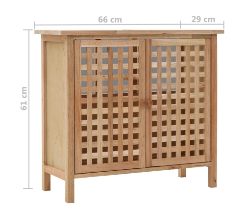 Mueble de lavabo madera maciza de nogal 66x29x61 cm