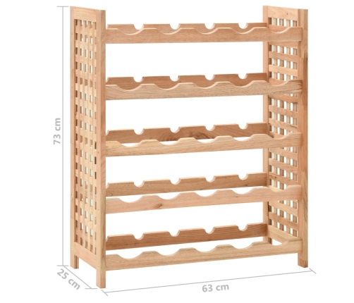 Botellero para 25 botellas madera maciza de nogal 63x25x73 cm