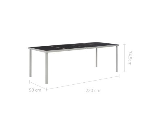 Mesa de jardín de jardín de acero negra 220x90x74,5 cm