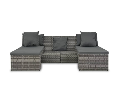 Set de muebles de jardín 4 pzas y cojines ratán sintético gris