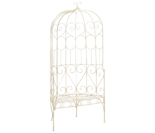 Banco de jardín metal blanco envejecido 95 cm