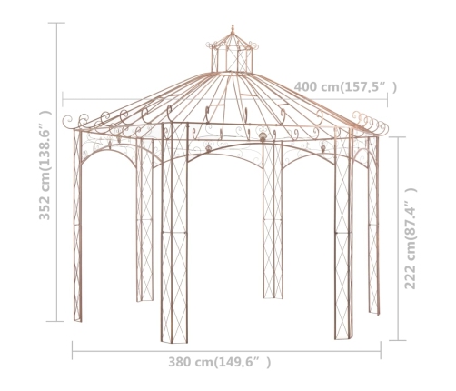 Pérgola de jardín marrón antiguo 4 m hierro