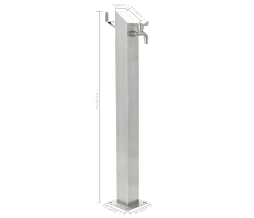 Columna de agua de jardín acero inoxidable cuadrada 95 cm