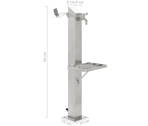 Columna de agua de jardín acero inoxidable cuadrada 95 cm