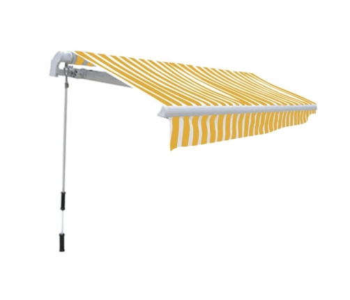 Toldo plegable de operación manual 300 cm amarillo y blanco