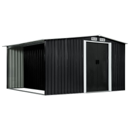 Cobertizo jardín puertas correderas acero gris 329,5x312x178 cm